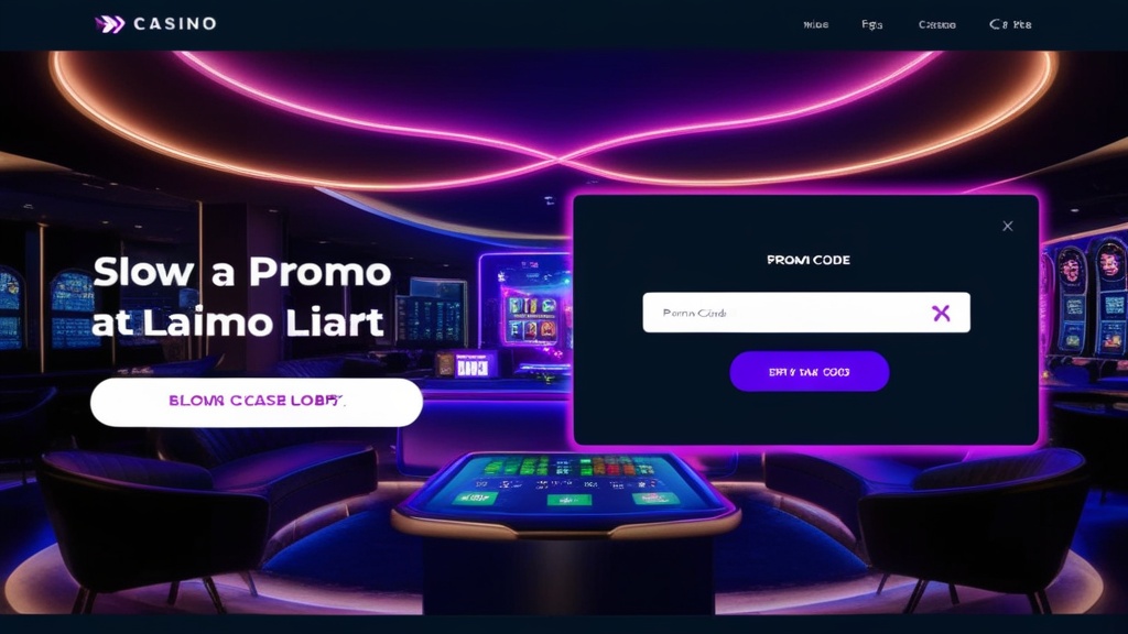 Interfaccia di casinò con campo codice promo evidenziato e luci neon scure